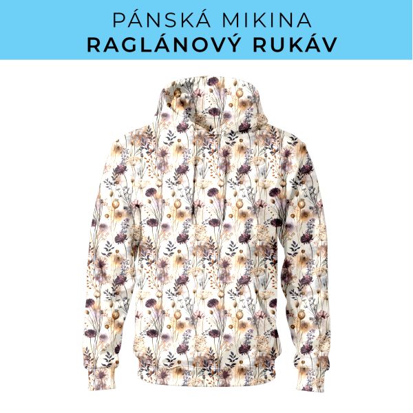 PÁNSKÝ střih - mikina raglan ZÁKLADNÍ s kapucí