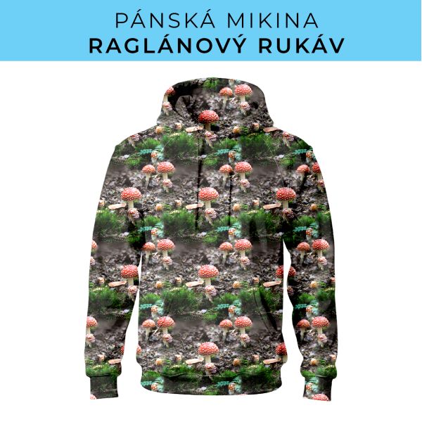 PÁNSKÝ střih - mikina raglan ZÁKLADNÍ s kapucí