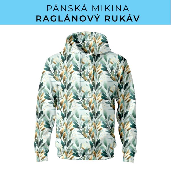 PÁNSKÝ střih - mikina raglan ZÁKLADNÍ s kapucí