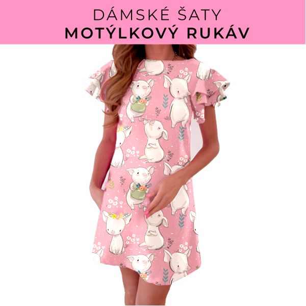 DÁMSKÝ střih - šaty s motýlkovým rukávem