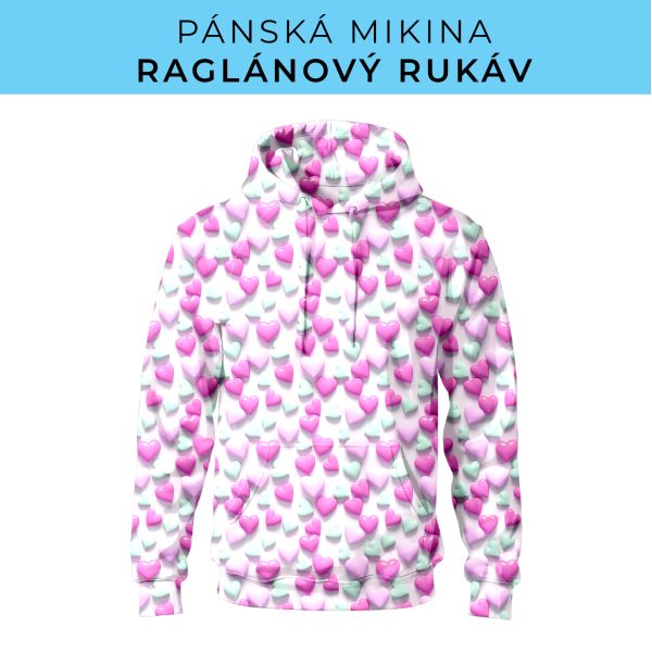 PÁNSKÝ střih - mikina raglan ZÁKLADNÍ s kapucí