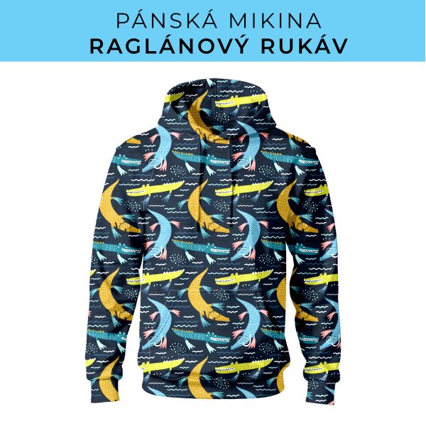 PÁNSKÝ střih - mikina raglan ZÁKLADNÍ s kapucí