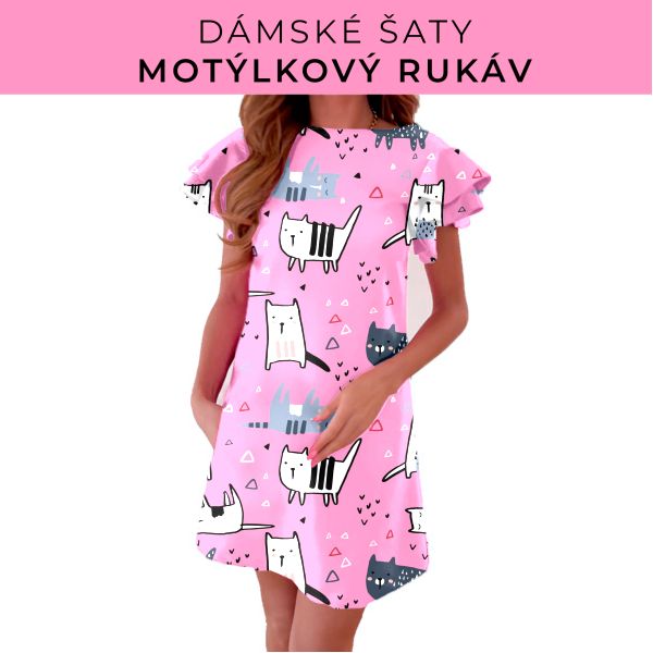 DÁMSKÝ střih - šaty s motýlkovým rukávem