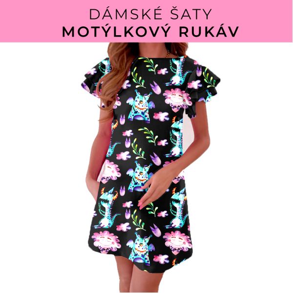 DÁMSKÝ střih - šaty s motýlkovým rukávem
