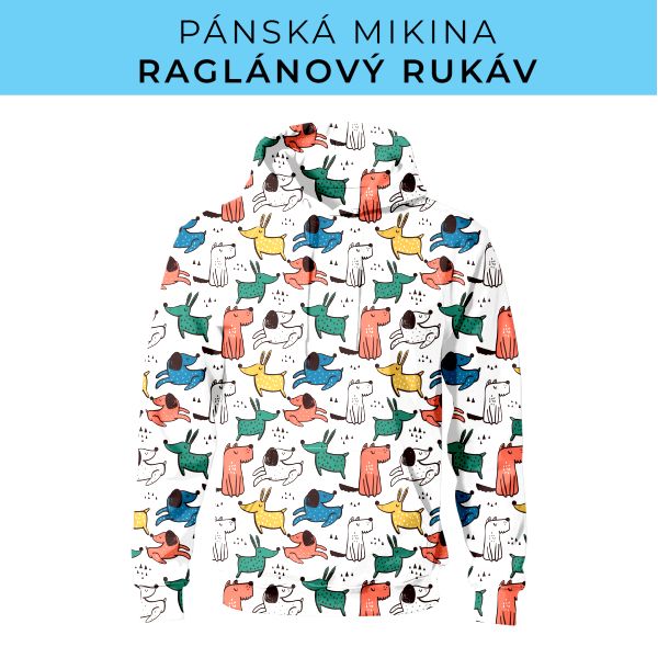 PÁNSKÝ střih - mikina raglan ZÁKLADNÍ s kapucí