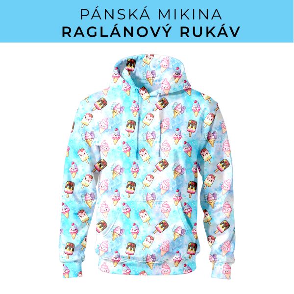 PÁNSKÝ střih - mikina raglan ZÁKLADNÍ s kapucí