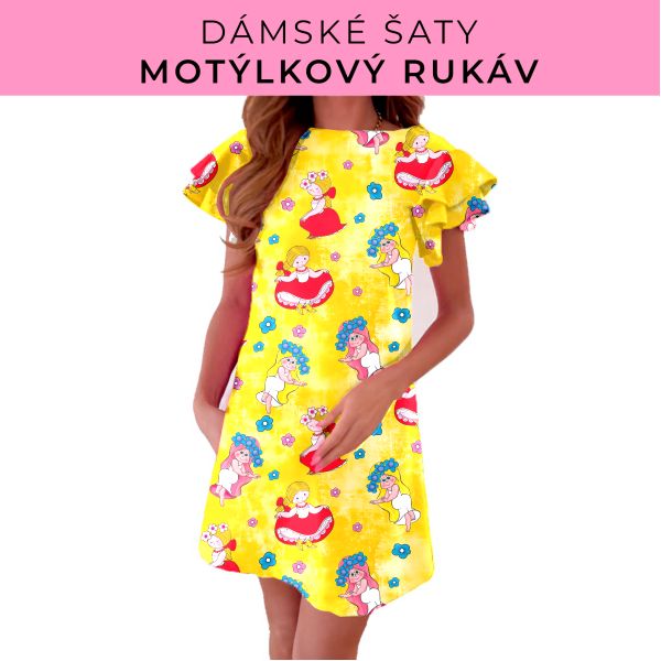 DÁMSKÝ střih - šaty s motýlkovým rukávem