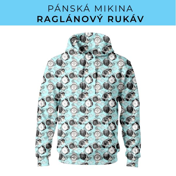 PÁNSKÝ střih - mikina raglan ZÁKLADNÍ s kapucí