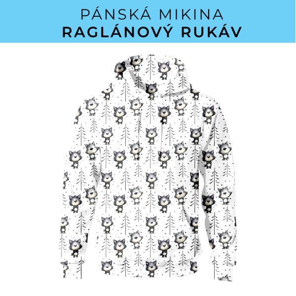PÁNSKÝ střih - mikina raglan ZÁKLADNÍ s kapucí