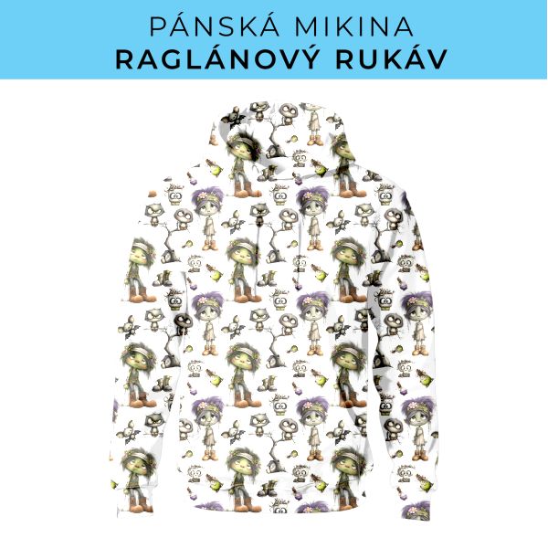 PÁNSKÝ střih - mikina raglan ZÁKLADNÍ s kapucí
