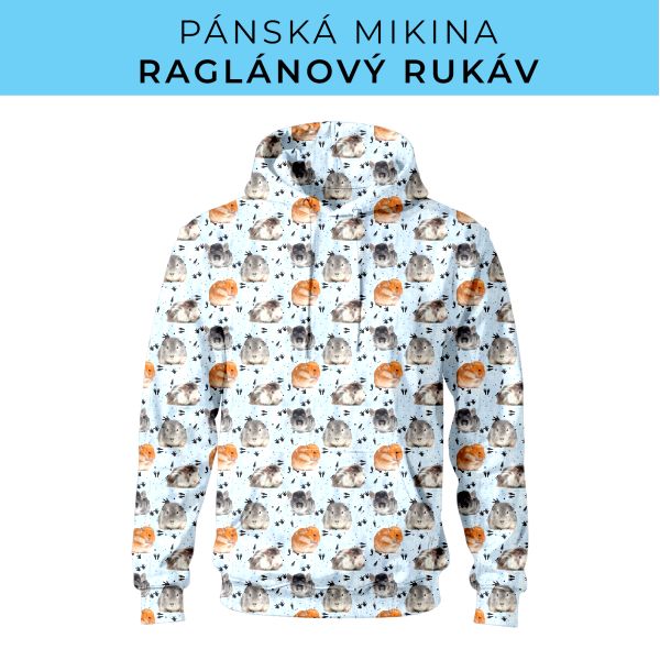 PÁNSKÝ střih - mikina raglan ZÁKLADNÍ s kapucí