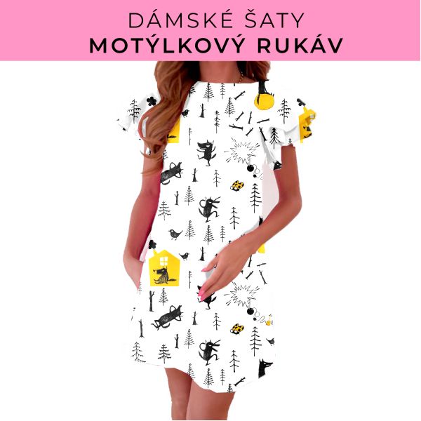DÁMSKÝ střih - šaty s motýlkovým rukávem