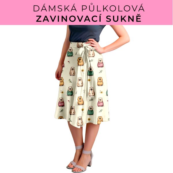 Dámská půlkolová zavinovací sukně