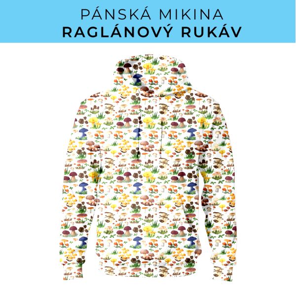PÁNSKÝ střih - mikina raglan ZÁKLADNÍ s kapucí