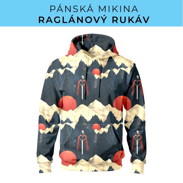PÁNSKÝ střih - mikina raglan ZÁKLADNÍ s kapucí