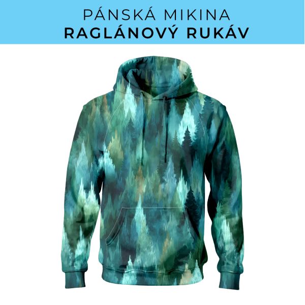 PÁNSKÝ střih - mikina raglan ZÁKLADNÍ s kapucí