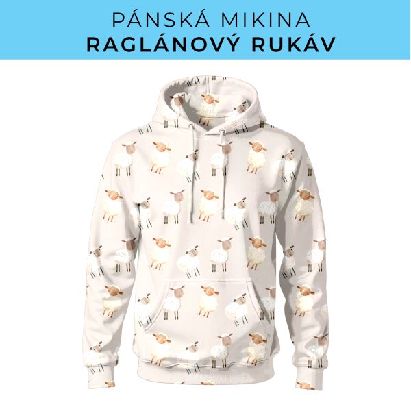 PÁNSKÝ střih - mikina raglan ZÁKLADNÍ s kapucí
