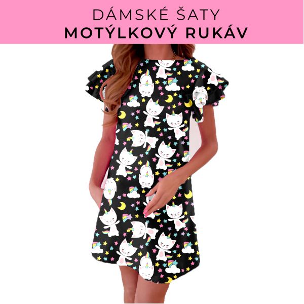 DÁMSKÝ střih - šaty s motýlkovým rukávem