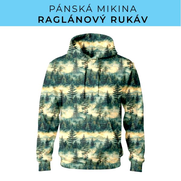PÁNSKÝ střih - mikina raglan ZÁKLADNÍ s kapucí