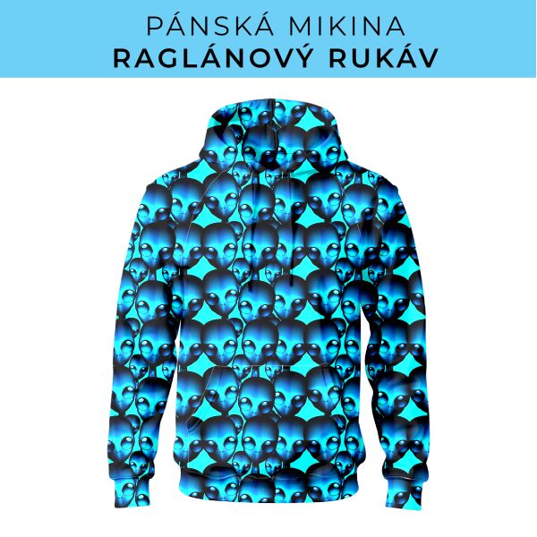 PÁNSKÝ střih - mikina raglan ZÁKLADNÍ s kapucí