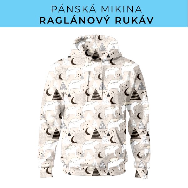 PÁNSKÝ střih - mikina raglan ZÁKLADNÍ s kapucí