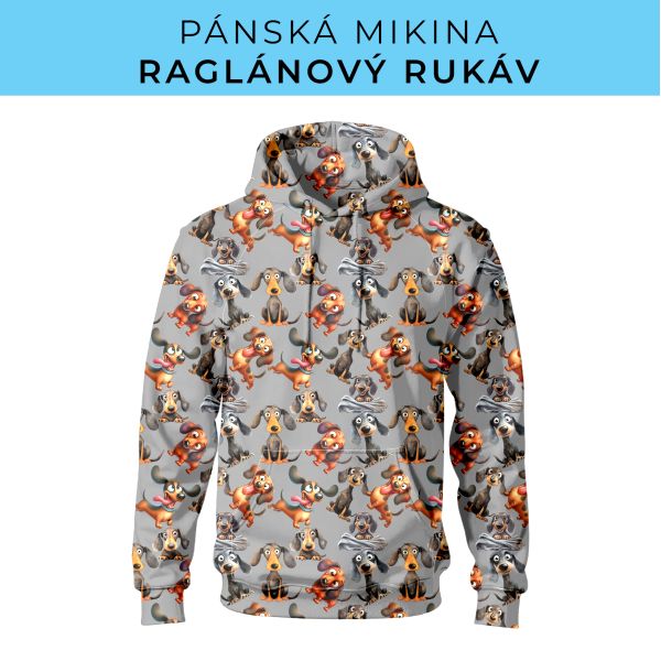 PÁNSKÝ střih - mikina raglan ZÁKLADNÍ s kapucí
