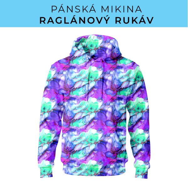 PÁNSKÝ střih - mikina raglan ZÁKLADNÍ s kapucí