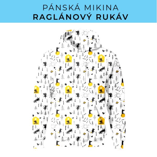 PÁNSKÝ střih - mikina raglan ZÁKLADNÍ s kapucí
