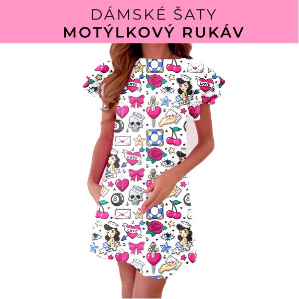 DÁMSKÝ střih - šaty s motýlkovým rukávem