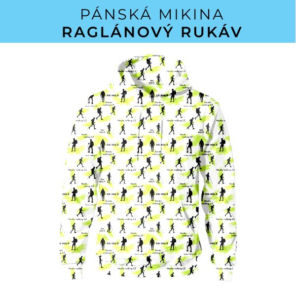 PÁNSKÝ střih - mikina raglan ZÁKLADNÍ s kapucí