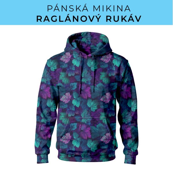 PÁNSKÝ střih - mikina raglan ZÁKLADNÍ s kapucí