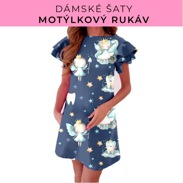 DÁMSKÝ střih - šaty s motýlkovým rukávem