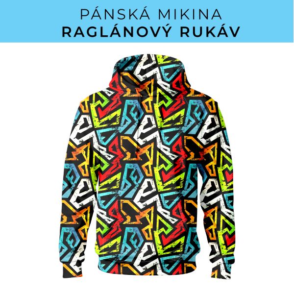 PÁNSKÝ střih - mikina raglan ZÁKLADNÍ s kapucí