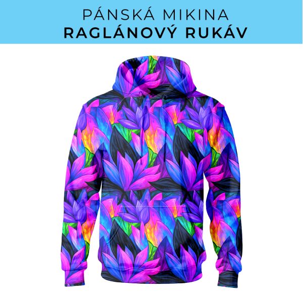 PÁNSKÝ střih - mikina raglan ZÁKLADNÍ s kapucí