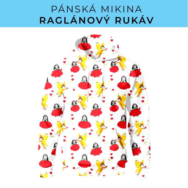 PÁNSKÝ střih - mikina raglan ZÁKLADNÍ s kapucí