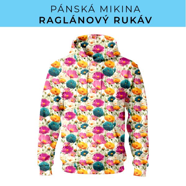 PÁNSKÝ střih - mikina raglan ZÁKLADNÍ s kapucí