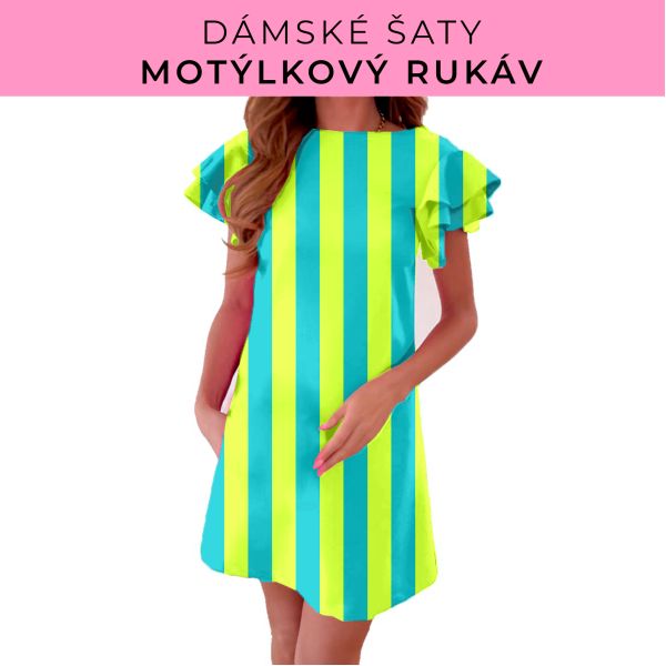 DÁMSKÝ střih - šaty s motýlkovým rukávem