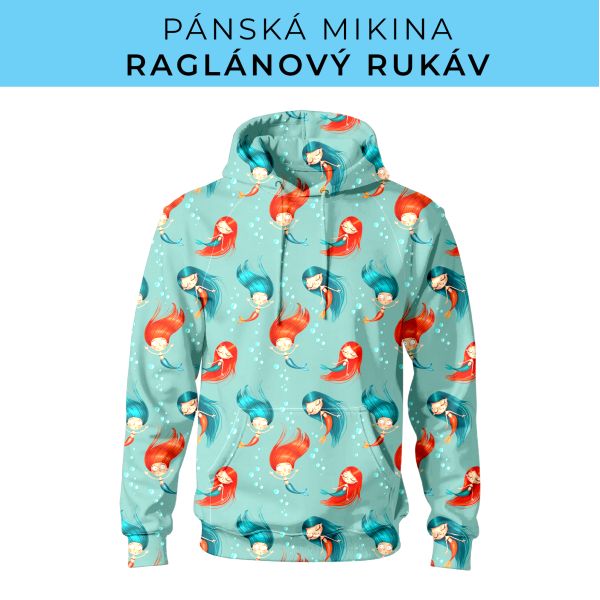 PÁNSKÝ střih - mikina raglan ZÁKLADNÍ s kapucí