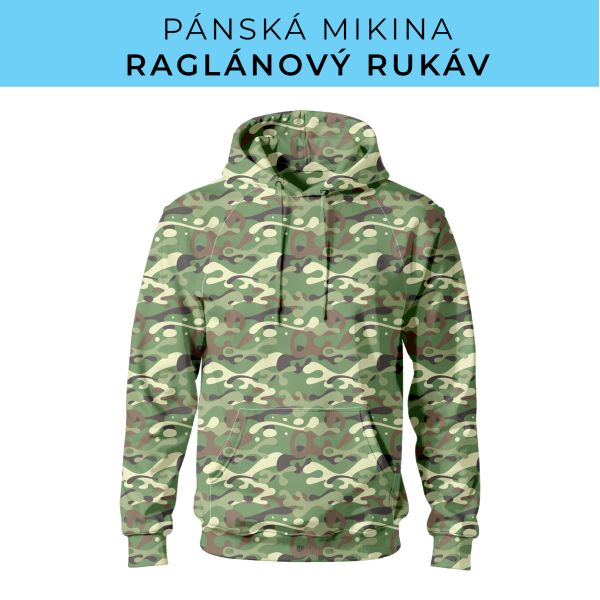 PÁNSKÝ střih - mikina raglan ZÁKLADNÍ s kapucí
