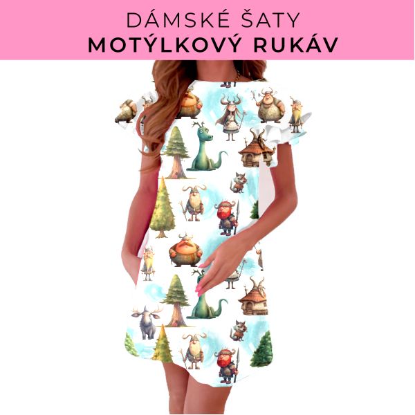 DÁMSKÝ střih - šaty s motýlkovým rukávem
