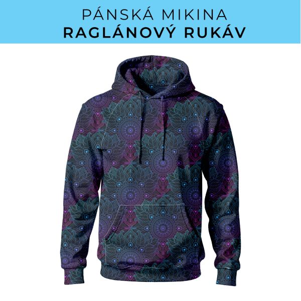 PÁNSKÝ střih - mikina raglan ZÁKLADNÍ s kapucí