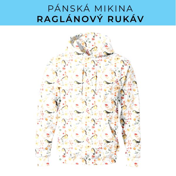 PÁNSKÝ střih - mikina raglan ZÁKLADNÍ s kapucí