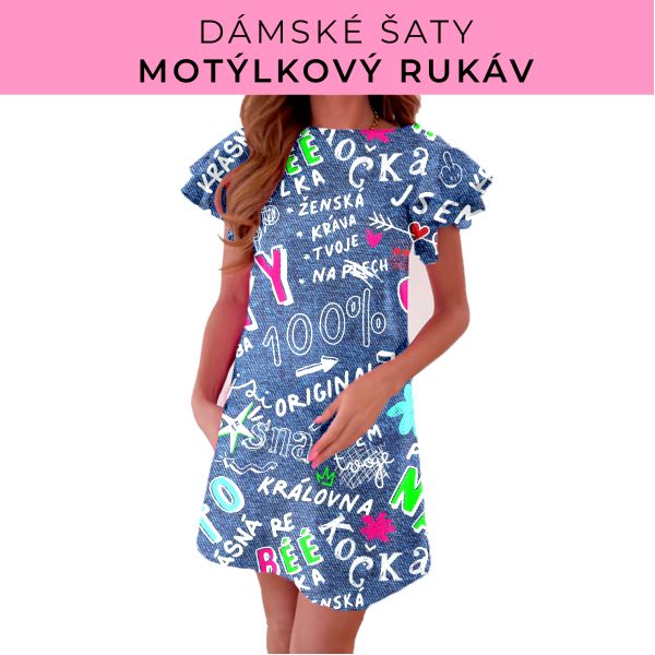 DÁMSKÝ střih - šaty s motýlkovým rukávem