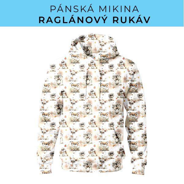PÁNSKÝ střih - mikina raglan ZÁKLADNÍ s kapucí