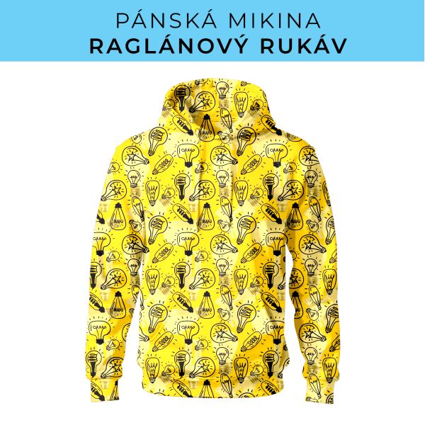 PÁNSKÝ střih - mikina raglan ZÁKLADNÍ s kapucí