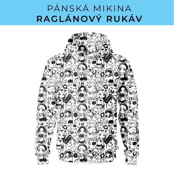 PÁNSKÝ střih - mikina raglan ZÁKLADNÍ s kapucí