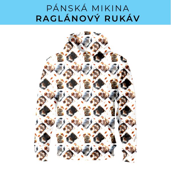 PÁNSKÝ střih - mikina raglan ZÁKLADNÍ s kapucí