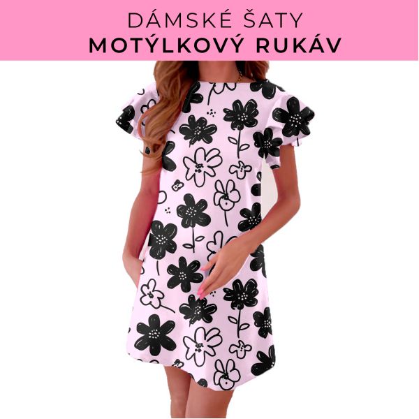 DÁMSKÝ střih - šaty s motýlkovým rukávem
