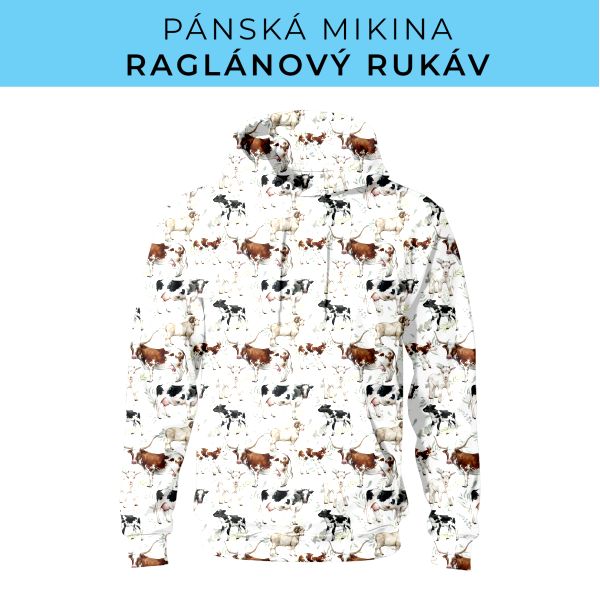 PÁNSKÝ střih - mikina raglan ZÁKLADNÍ s kapucí