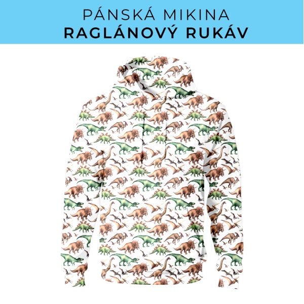 PÁNSKÝ střih - mikina raglan ZÁKLADNÍ s kapucí